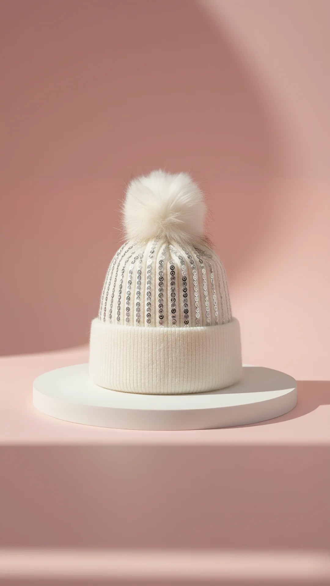 Sequin Stretchy Pom Pom Bobble Hat Beanies Pack of 12