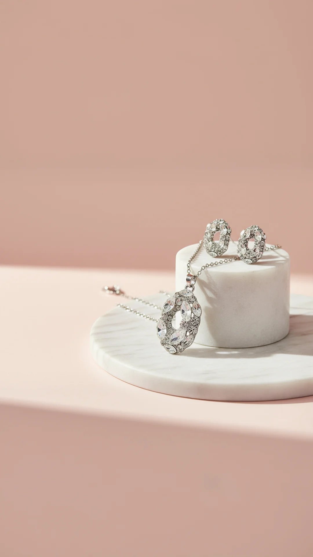 Oval Crystal Necklace Set