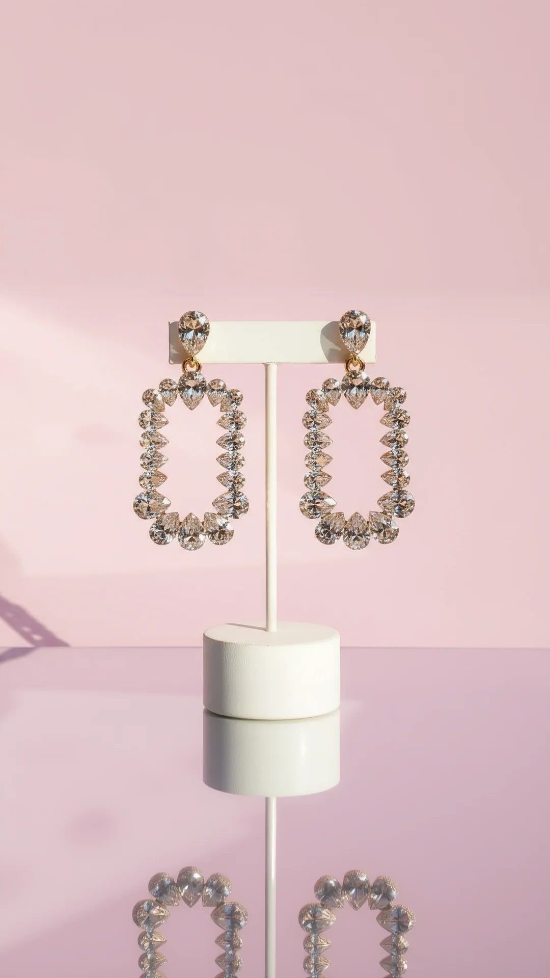 Oblong Statement Crystal Drop & Dangle Earrings