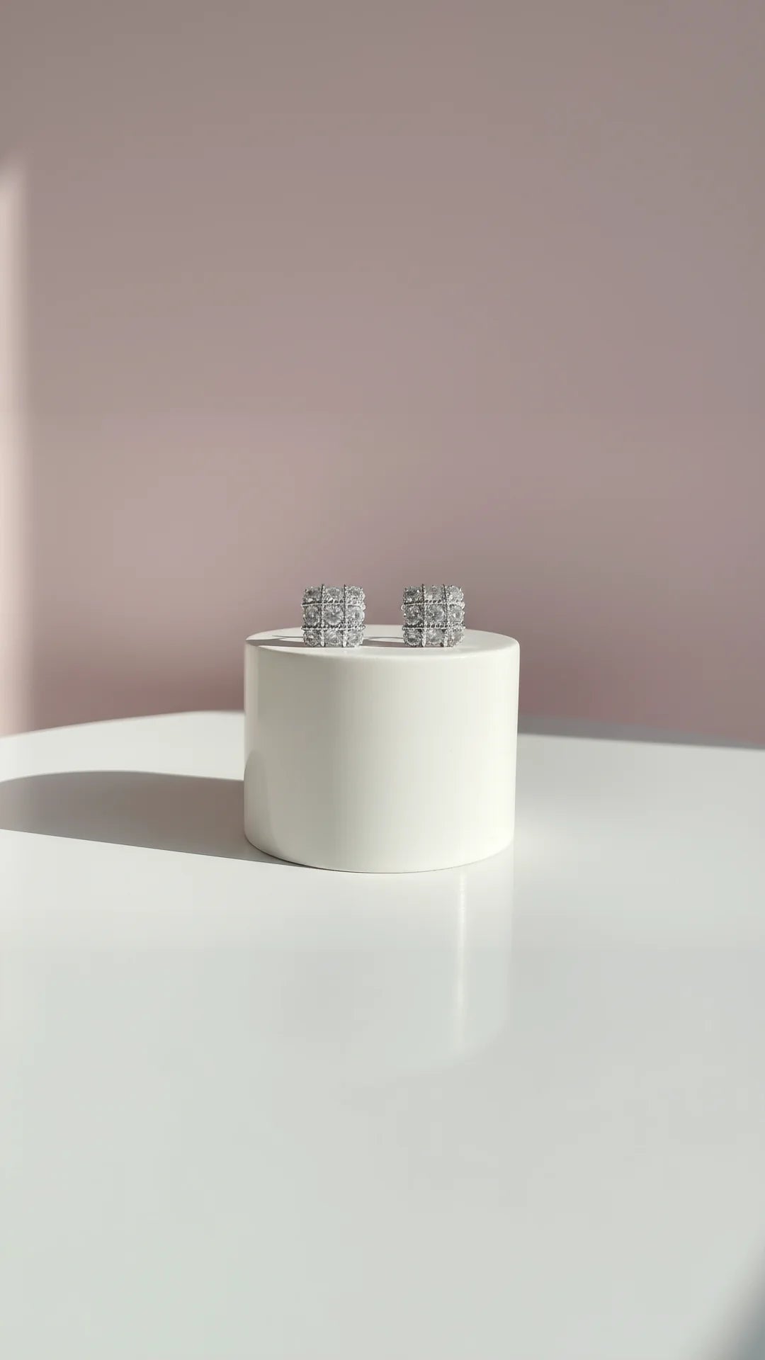 Square Cluster Round Cut Crystal Stud Earrings