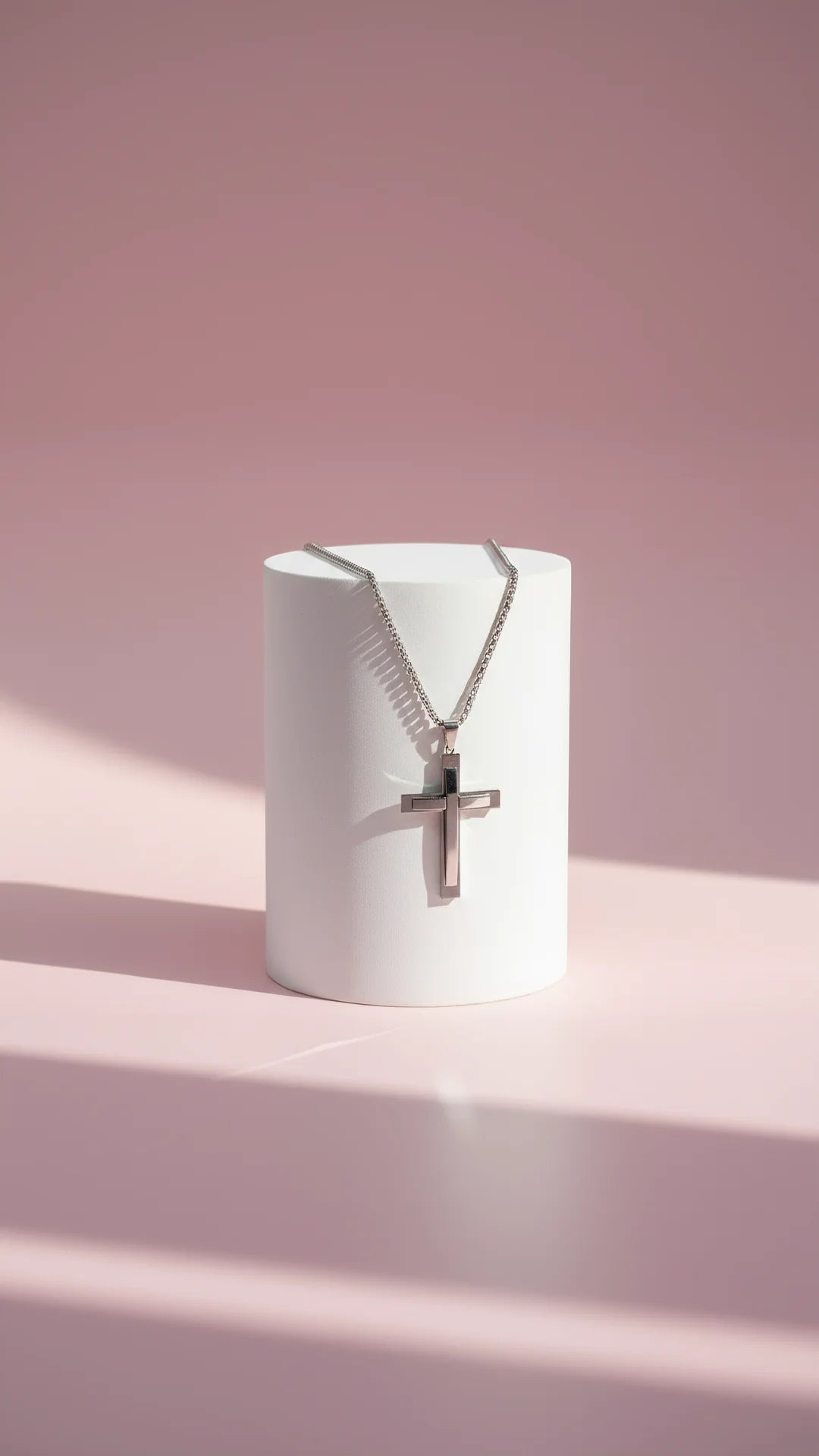 Polished Silver Cross Symbolic Necklace