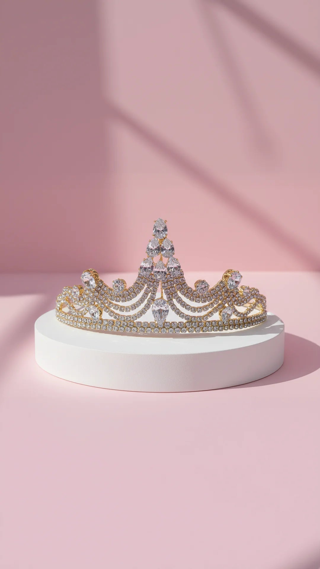 Fairytale Crystal Gold Wedding Bridal Tiara Crown