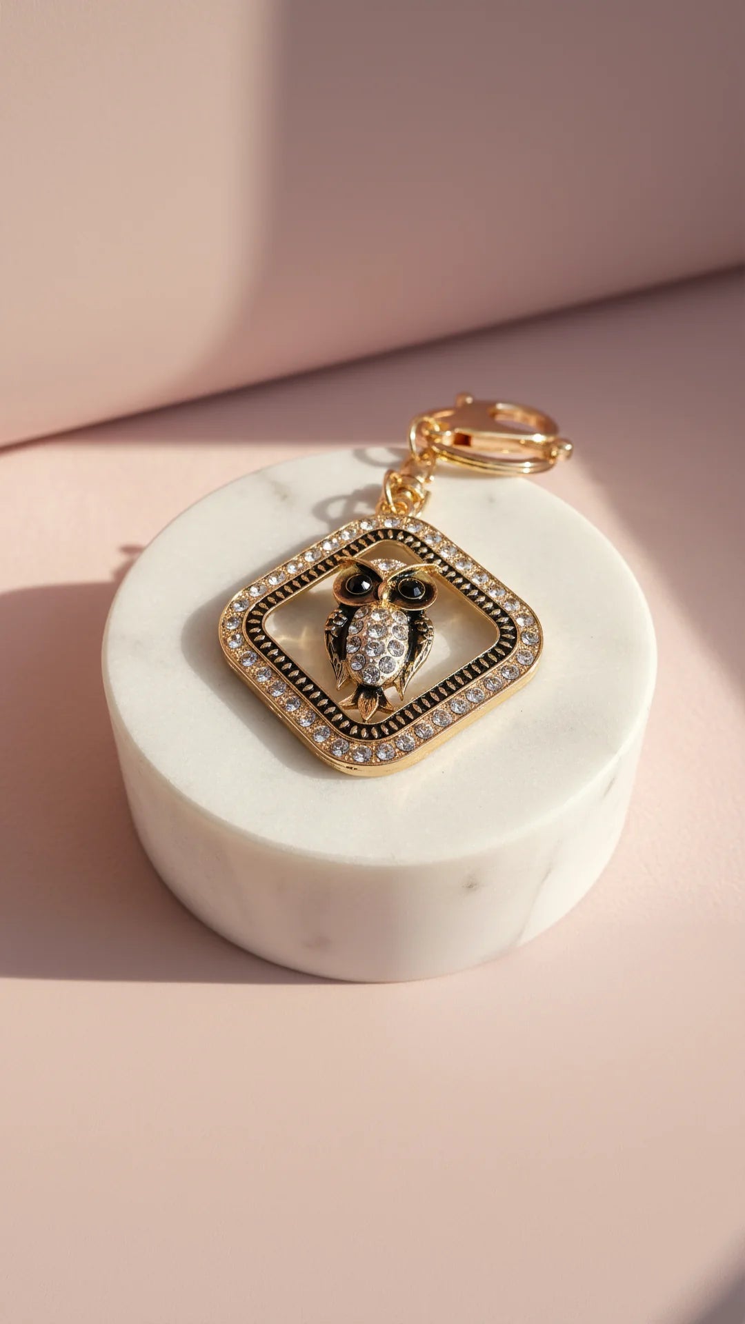 Square Crystal Owl Key Ring & Bag Charm