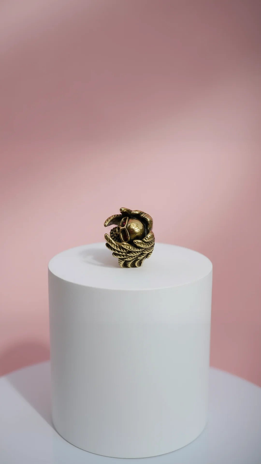 Stainless Steel Skull Wings Men's Biker Ring