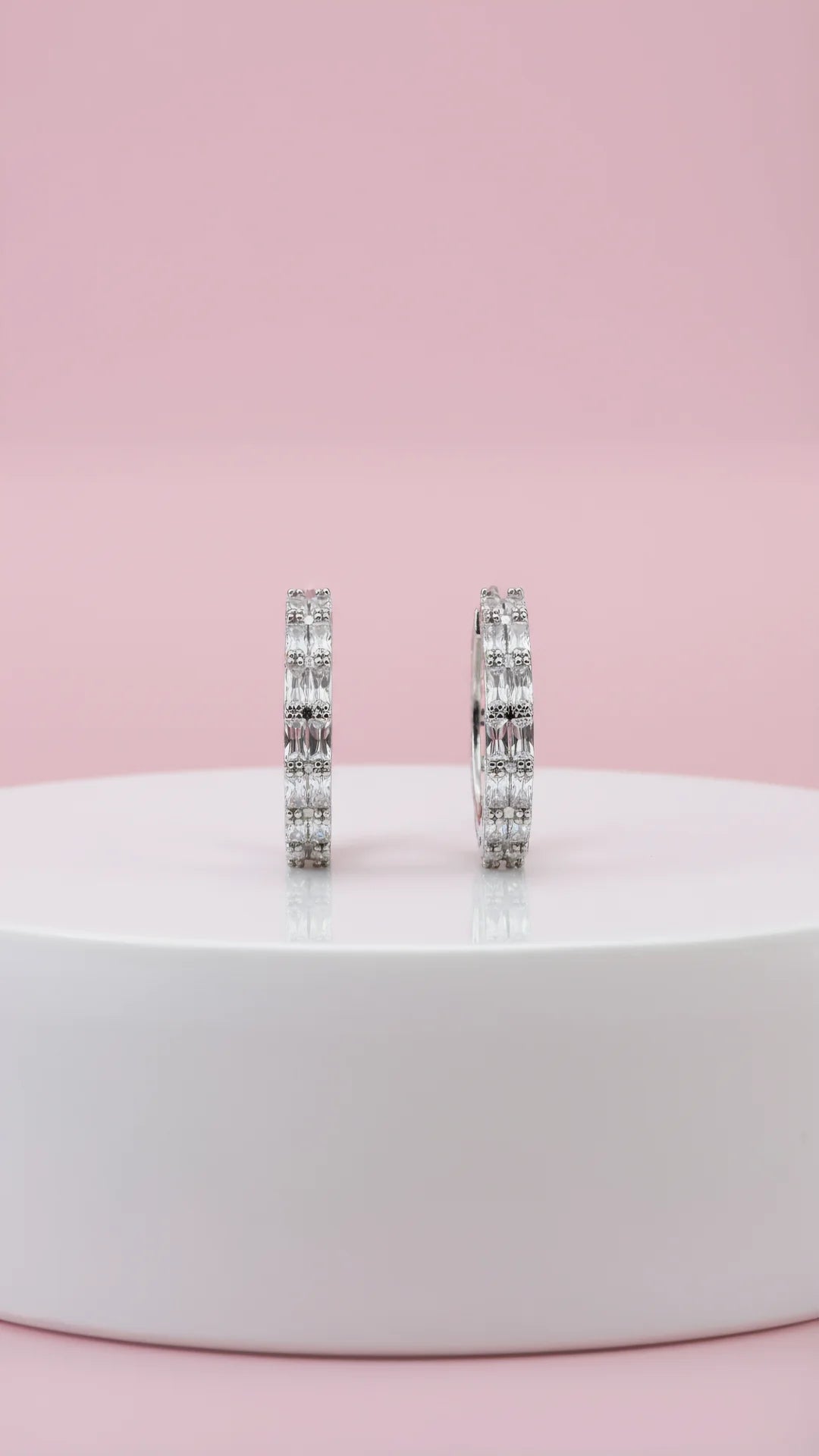 Huggie Baguette Cut Crystal Earrings