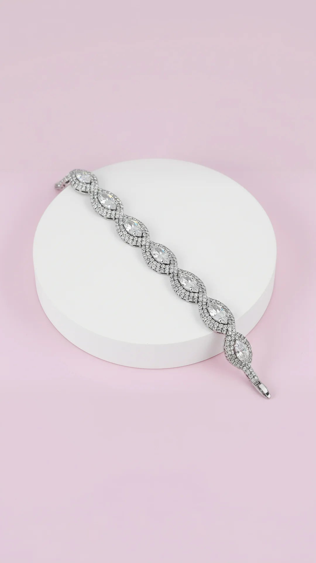 Oval Crystal Link Tennis Bracelet
