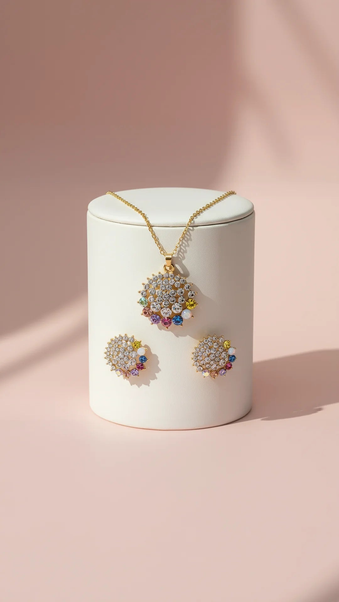 Cluster Crystal Necklace & Earrings Set