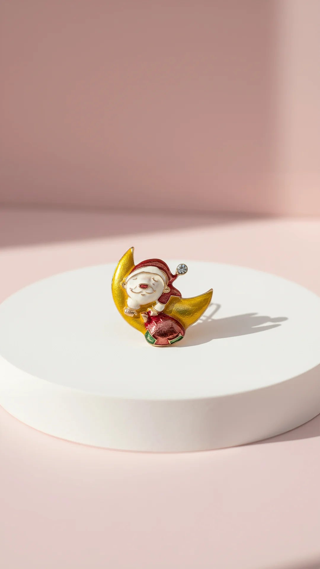 Santa & Moon Festive Christmas Brooch Pin