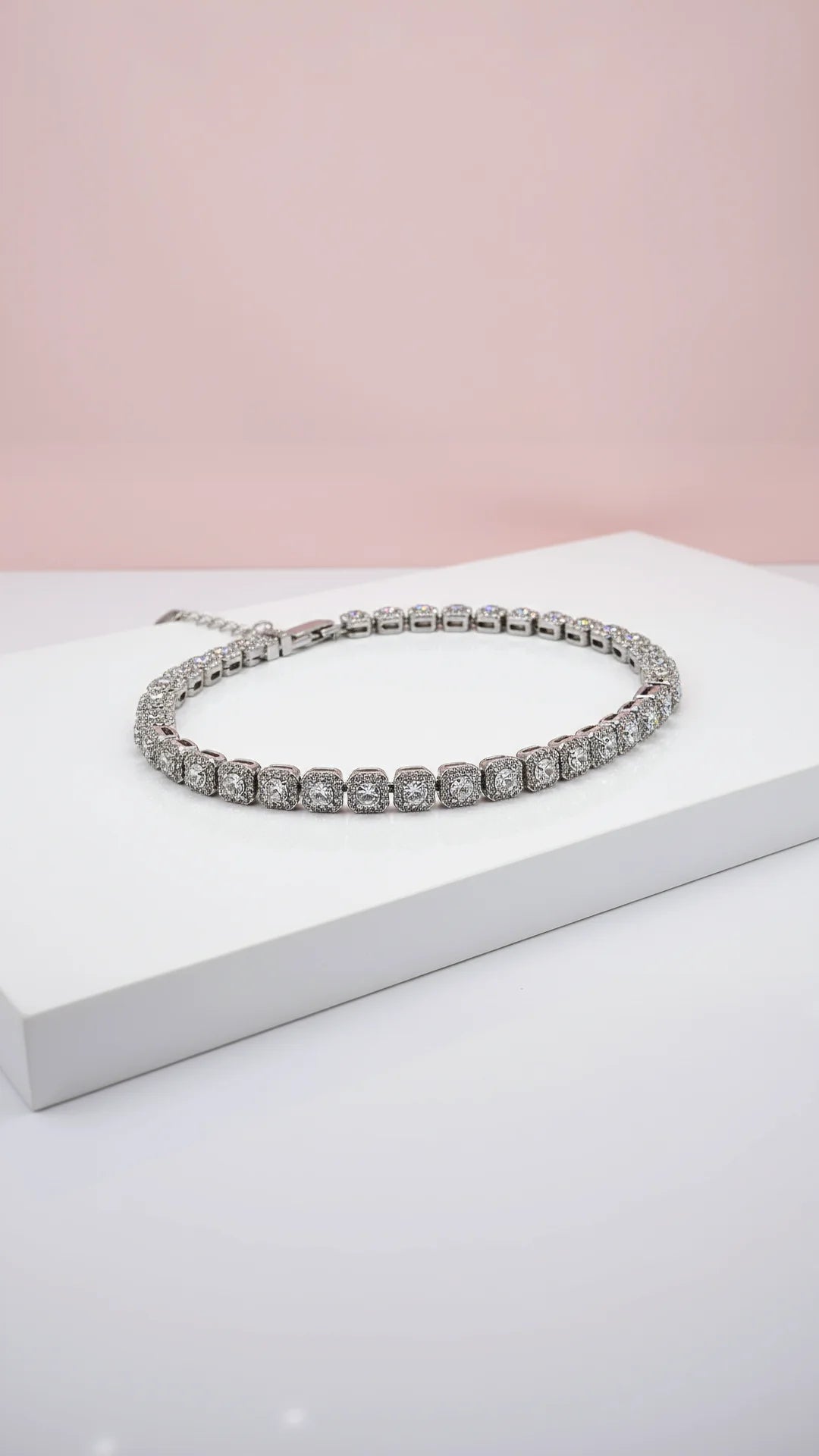 Square Crystal Jewelled Tennis Necklace