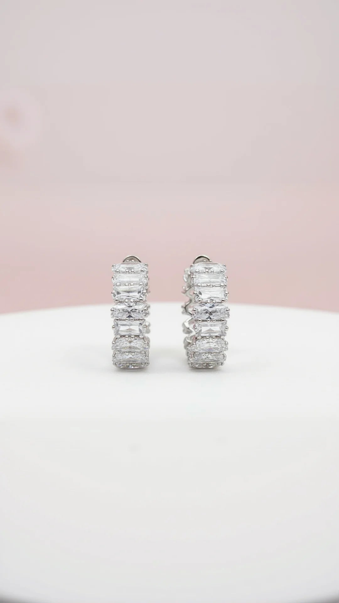 Baguette Cut Crystal Huggie Earrings