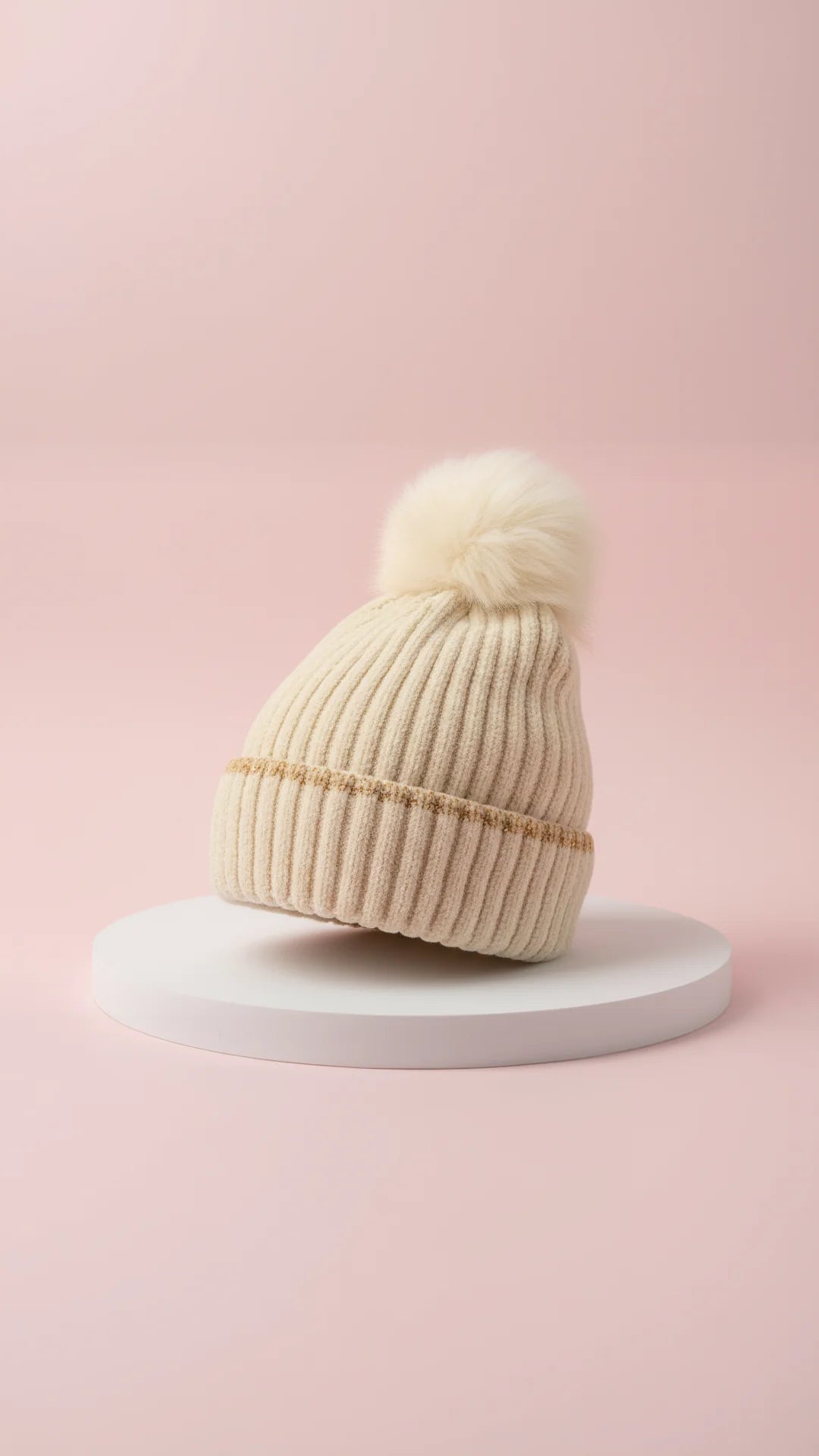 Stripe Knitted Fluffy Bobble Hats Pack of 12