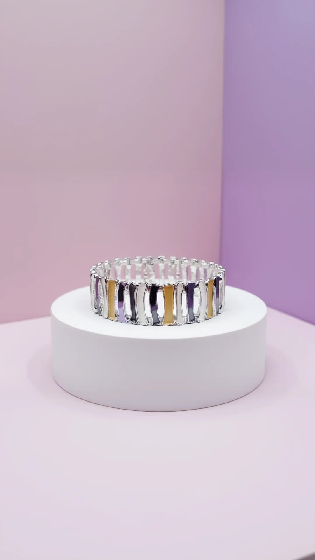 Abstract Oblong Link Stretchy Bracelet