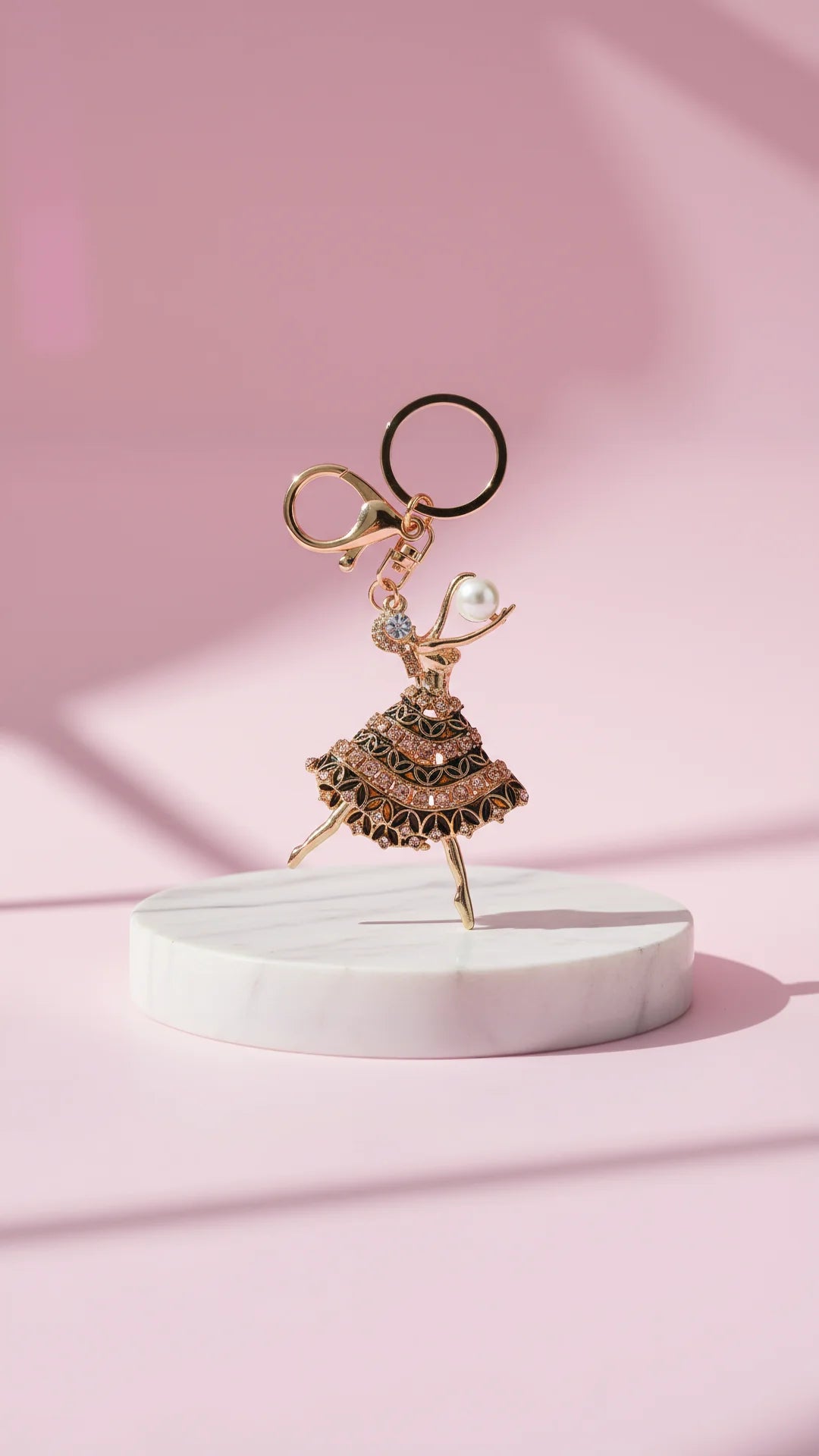 Ballerina With Pearl Crystal Key Ring & Bag Charm