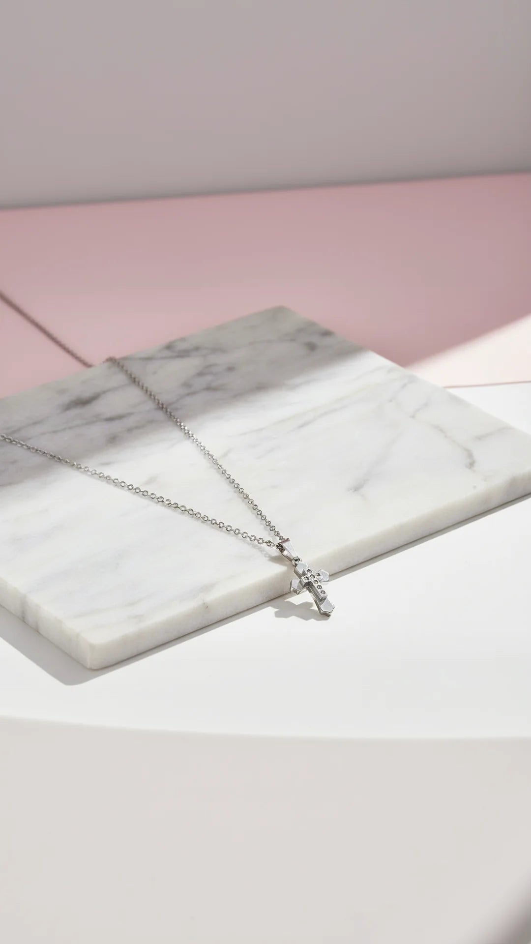 Waterproof Mini Stainless Steel Cross Symbolic Necklace