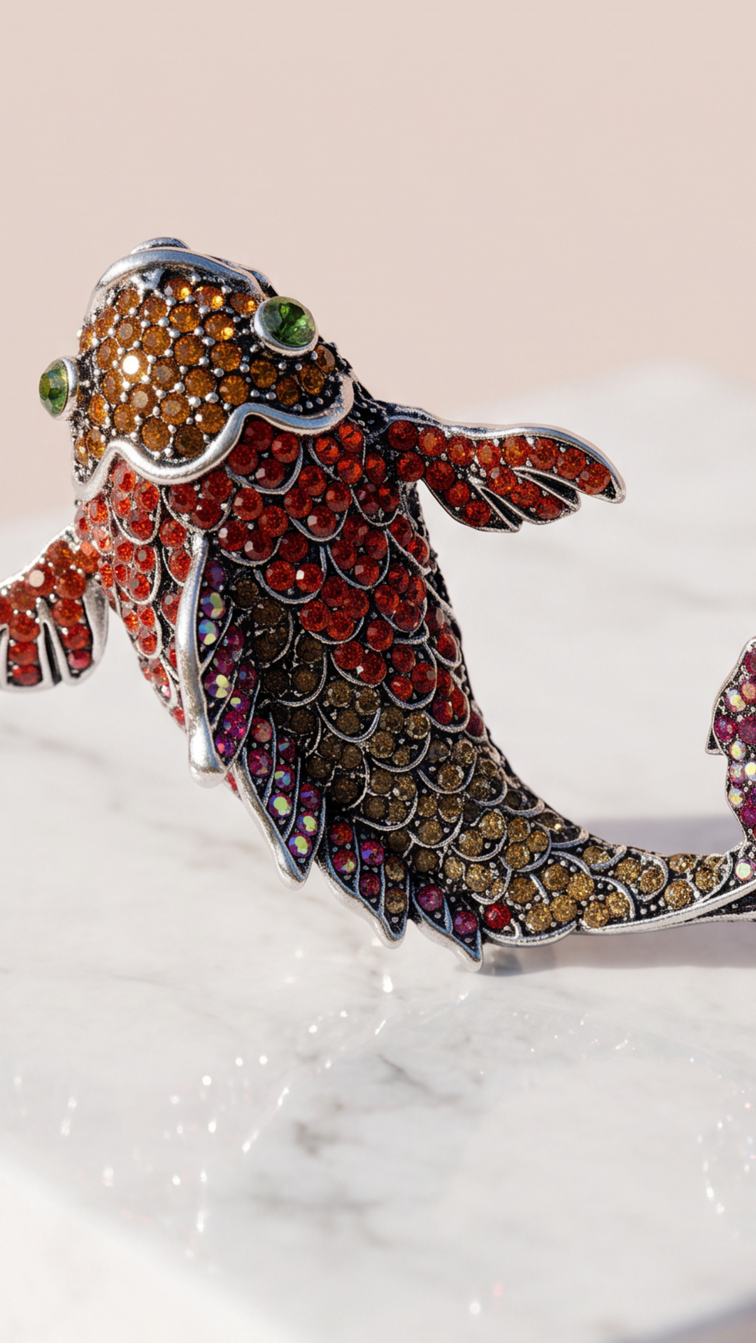 Koi Carp Fish Statement Crystal Brooch Pin