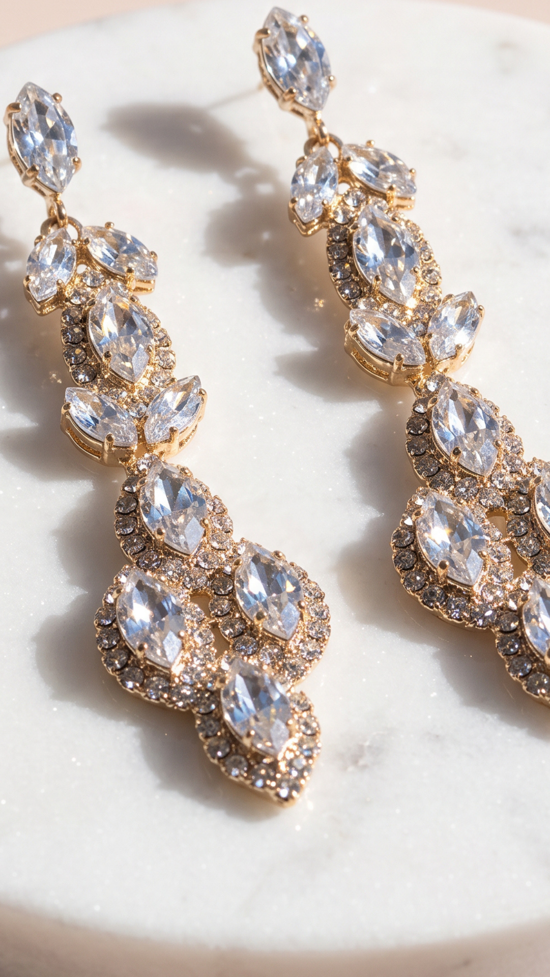 Gold Teardrop Crystal Drop & Dangle Statement Earrings