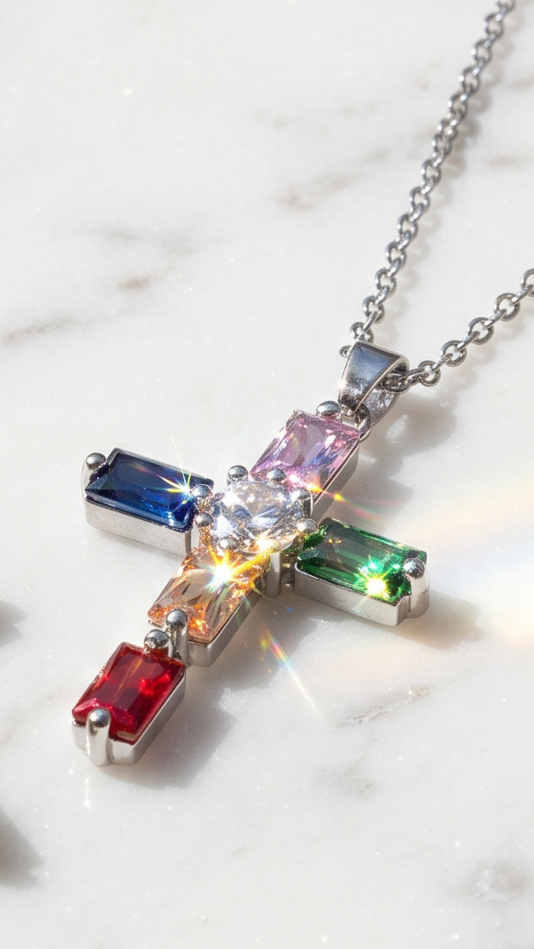 Crystal Cross Symbolic Pendant Necklace