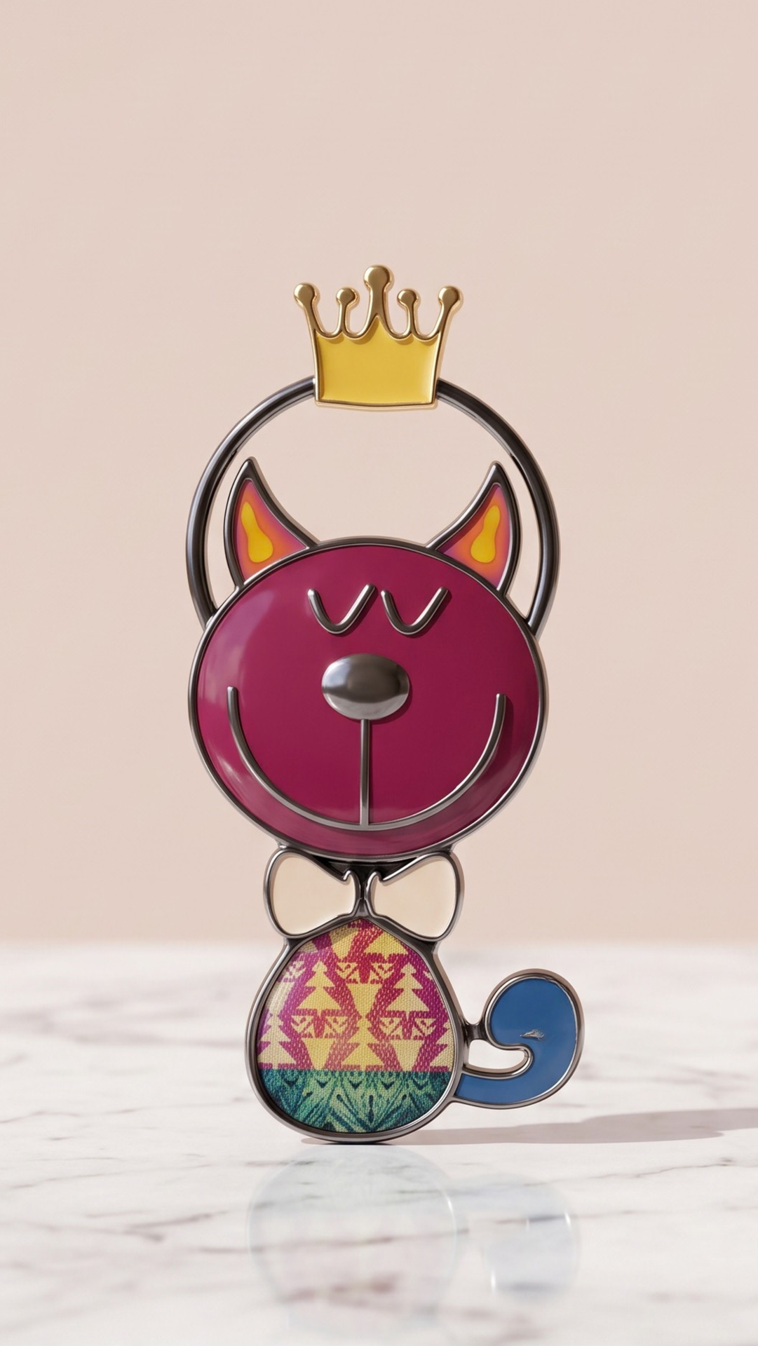 Enamel Christmas Jumper Cat & Crown Brooch Pin