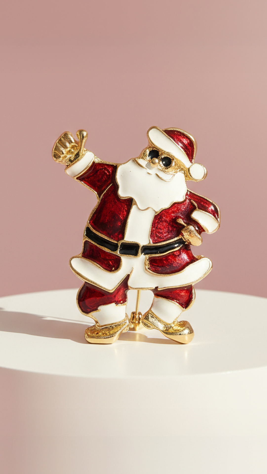 Happy Santa Claus Festive Christmas Brooch
