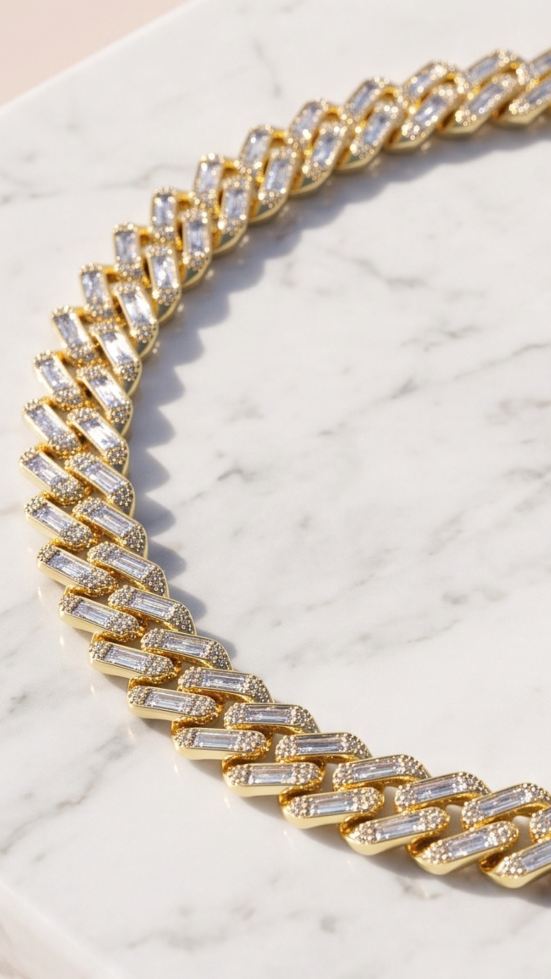 Baguette Cut Statement Curb Chain Necklace