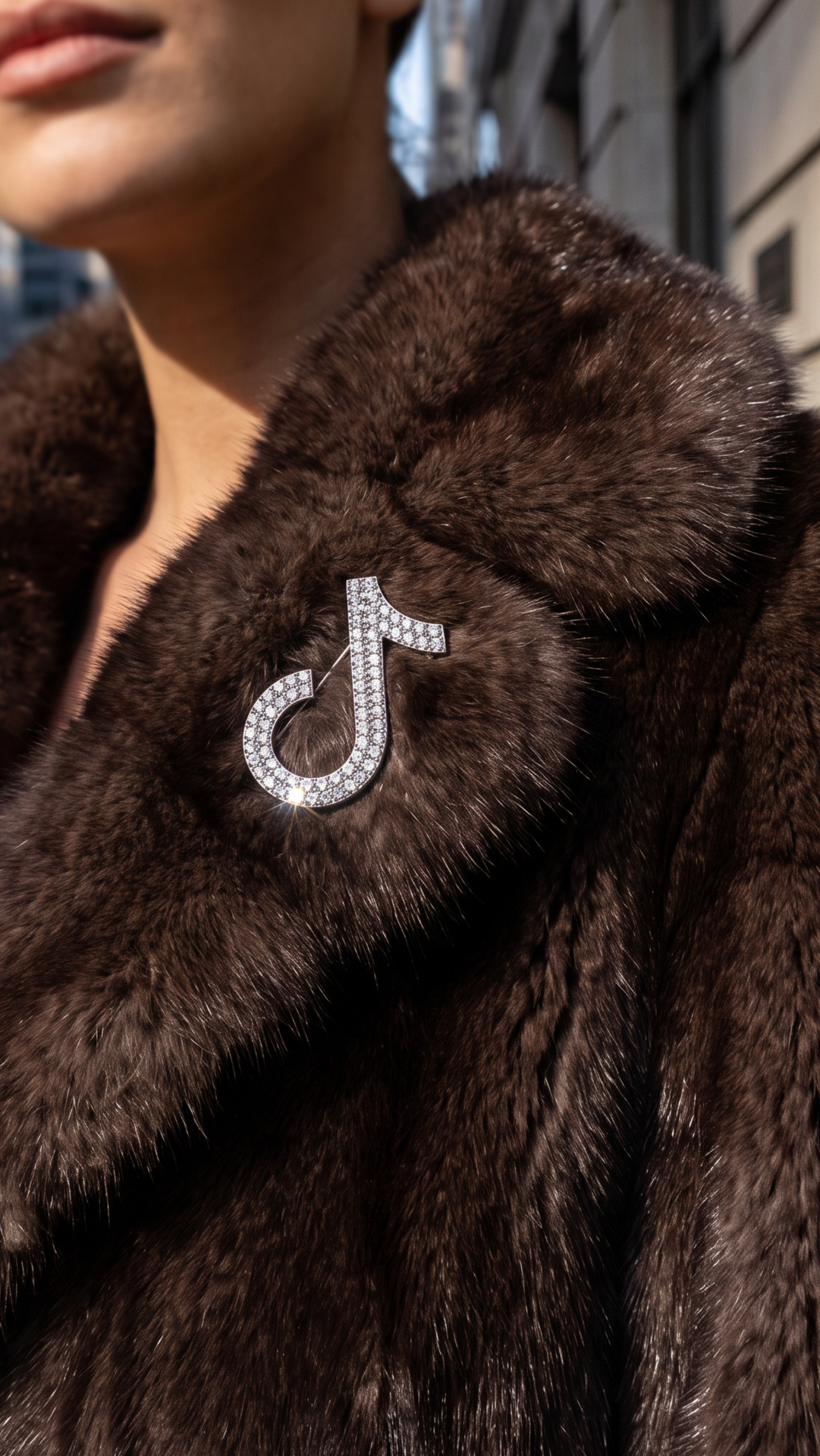 Music Note Crystal Brooch Pin