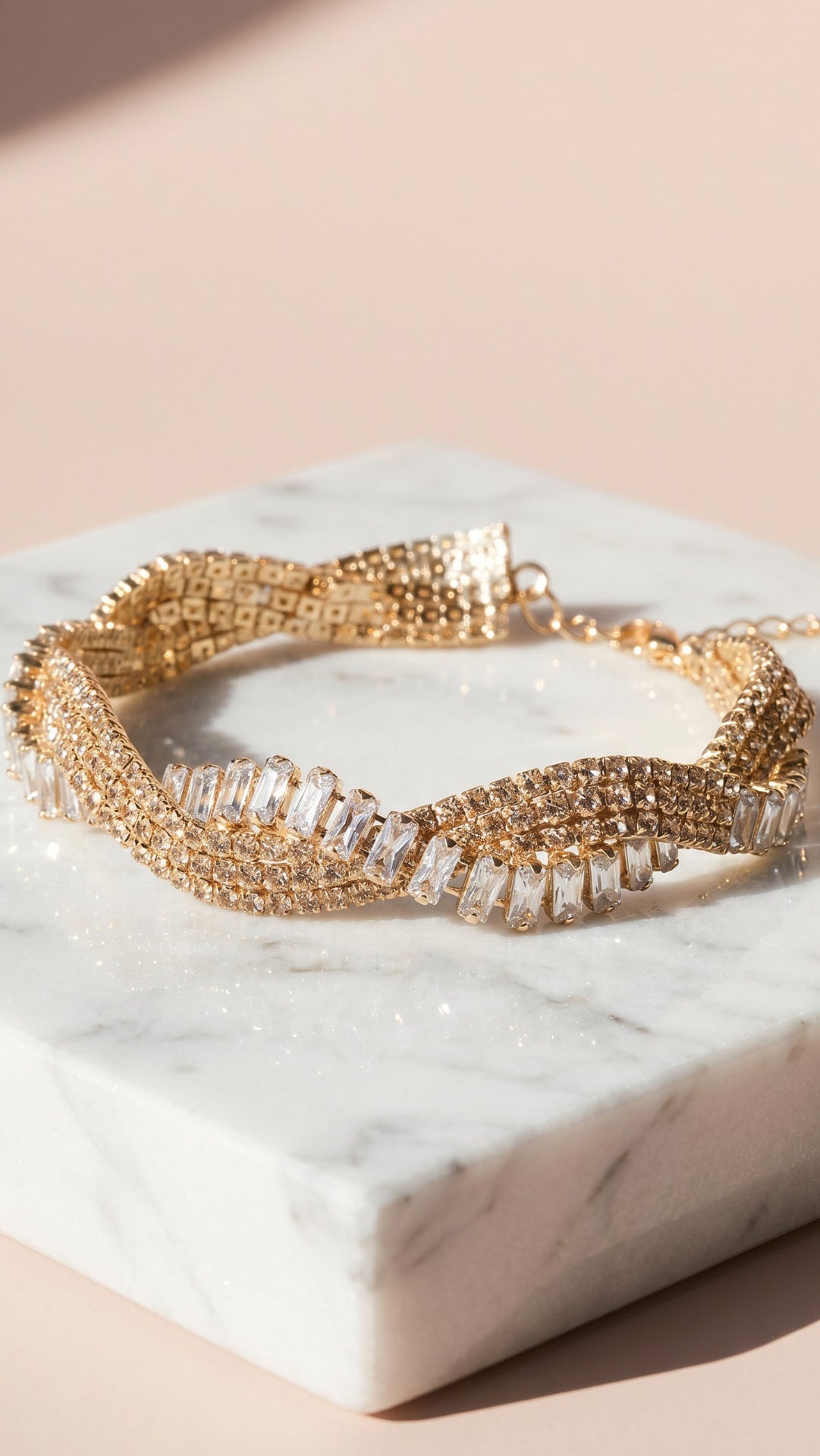 Twisted Baguette Cut Crystal Bracelet
