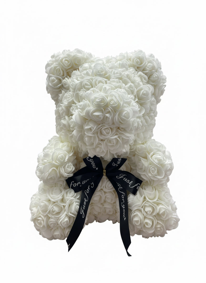 Floral Teddy Bear Figurine With Gift Box
