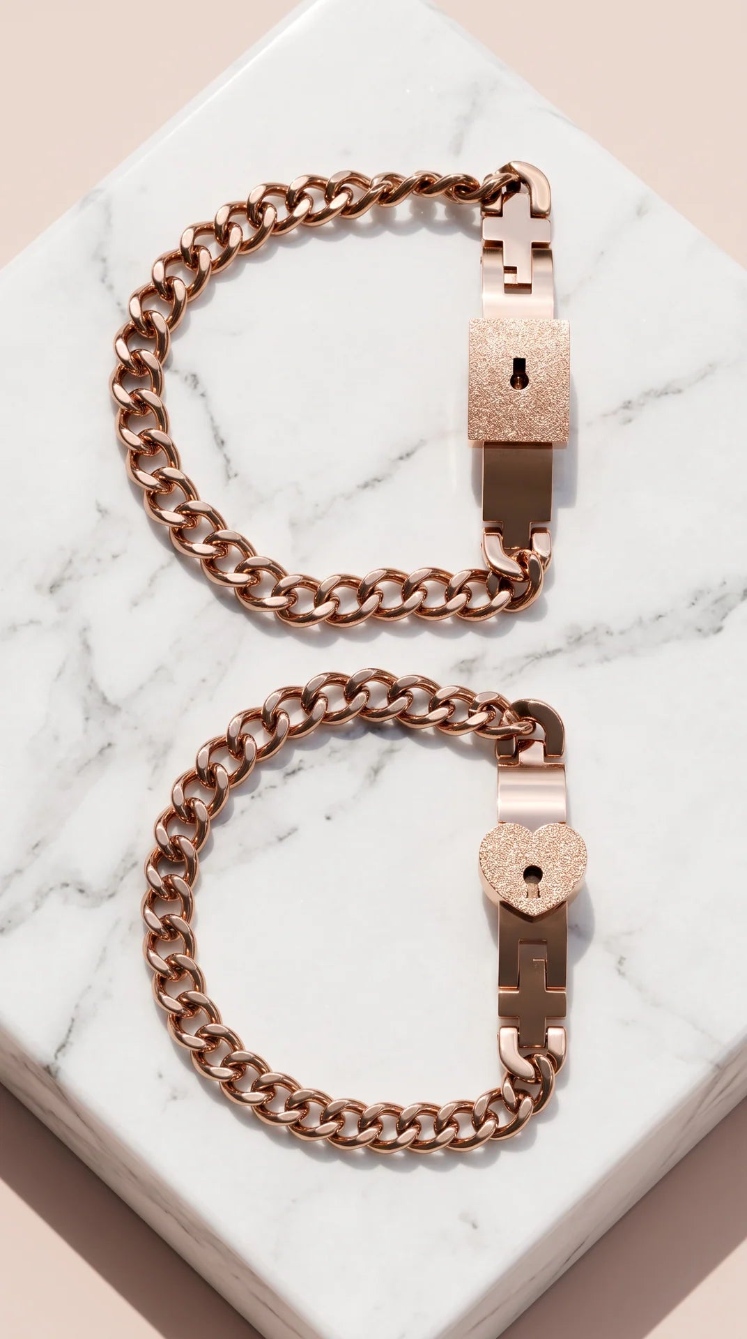 Interlocking Lock & Heart Couple Bracelet Set