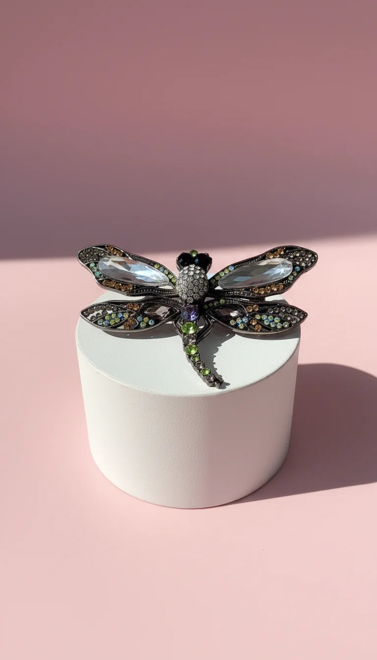 Dragonfly Colourful Crystal Brooch Pin
