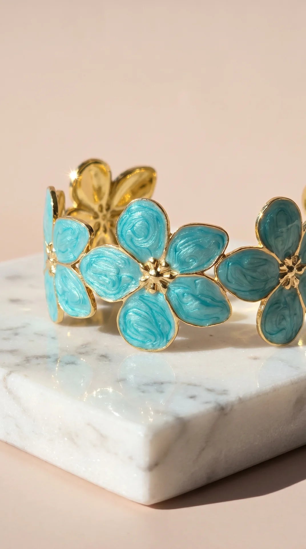 便*ン様 【Garden of Eden】Turquoise Bangle Turquoise Enamel Gold Floral Cuff Bangle – SASHA.