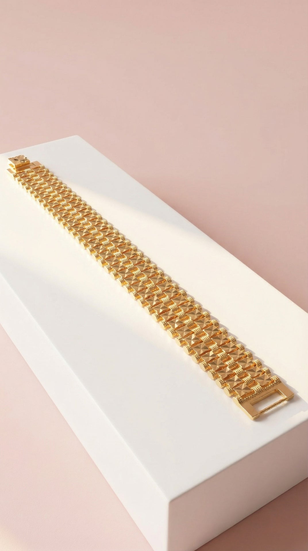 24k Gold Plated Square Textured Link Bracelet