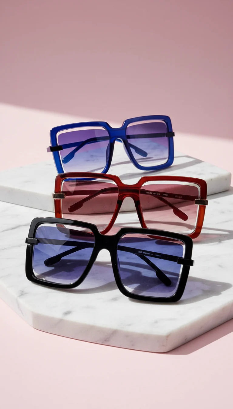 Retro Oversized Cutout Lens Sunglasses Box of 20