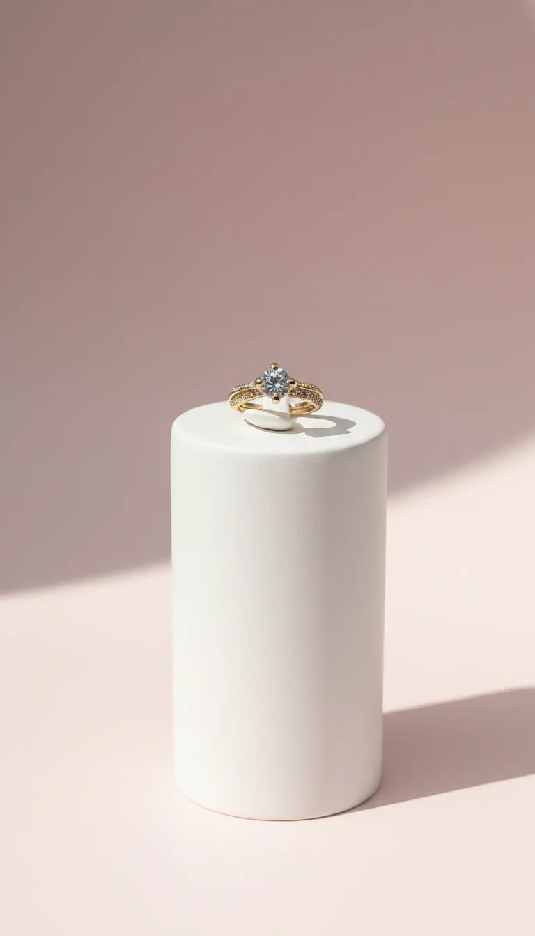 Gold Petite Solitaire Crystal Ring Gold Box set of 12