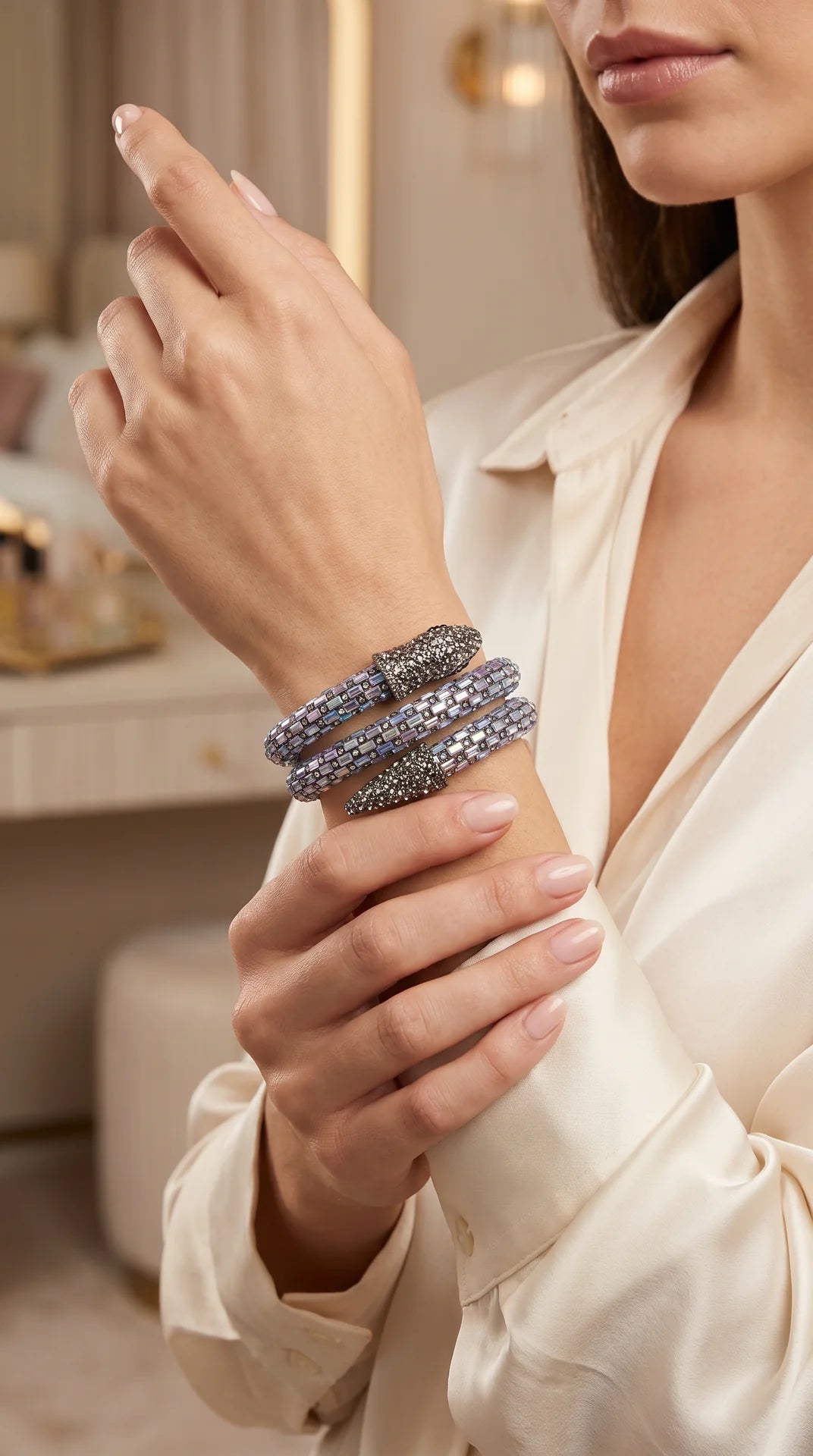 Elixir Collection Serpent Wrap Around Crystal Cuff