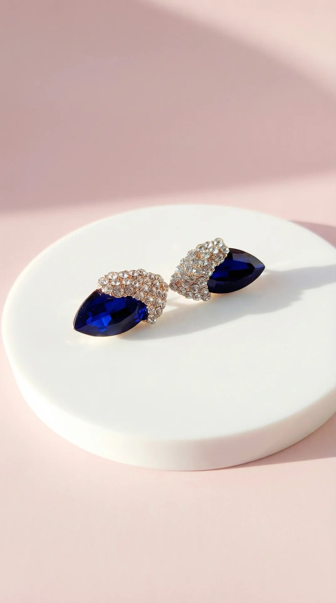 Blue Crystal Non Pierced Clip On Earrings