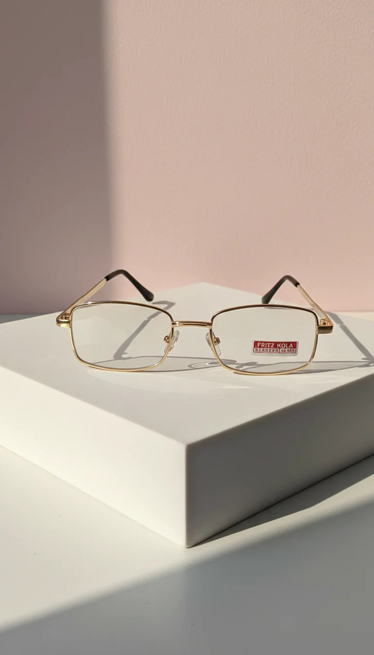 Gold Alloy Rectangular Frame Reading Glasses