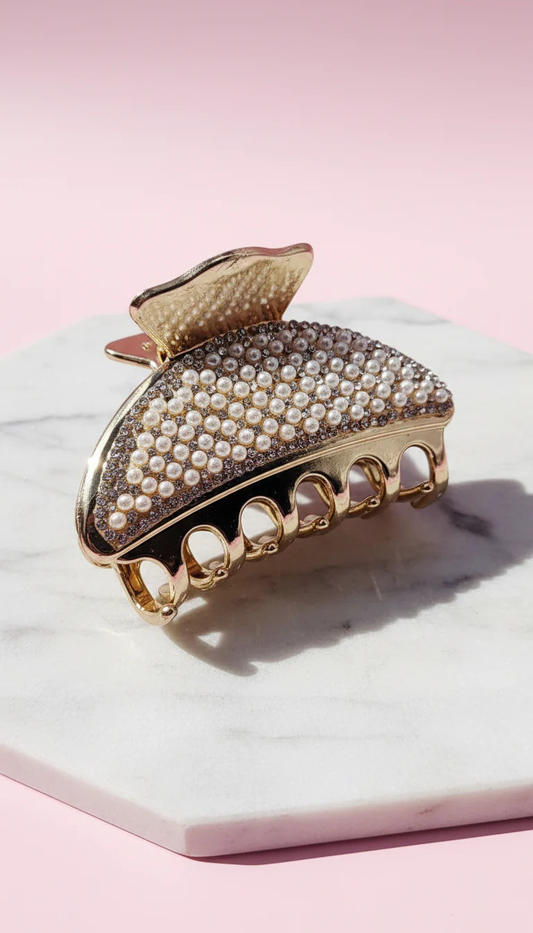 Crystal & Pearl Hair Clamps Pack of 12