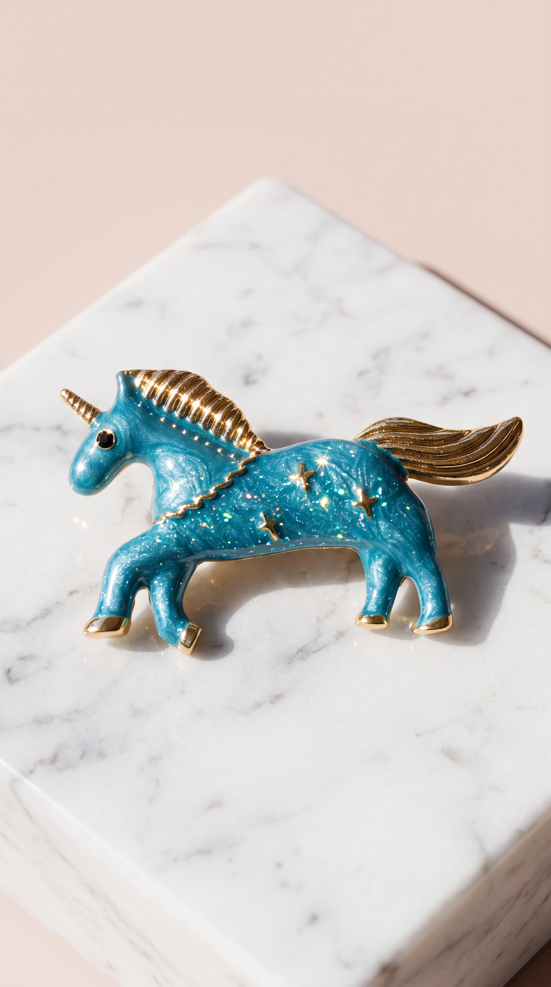 Blue Enamel Star Horse Brooch Pin