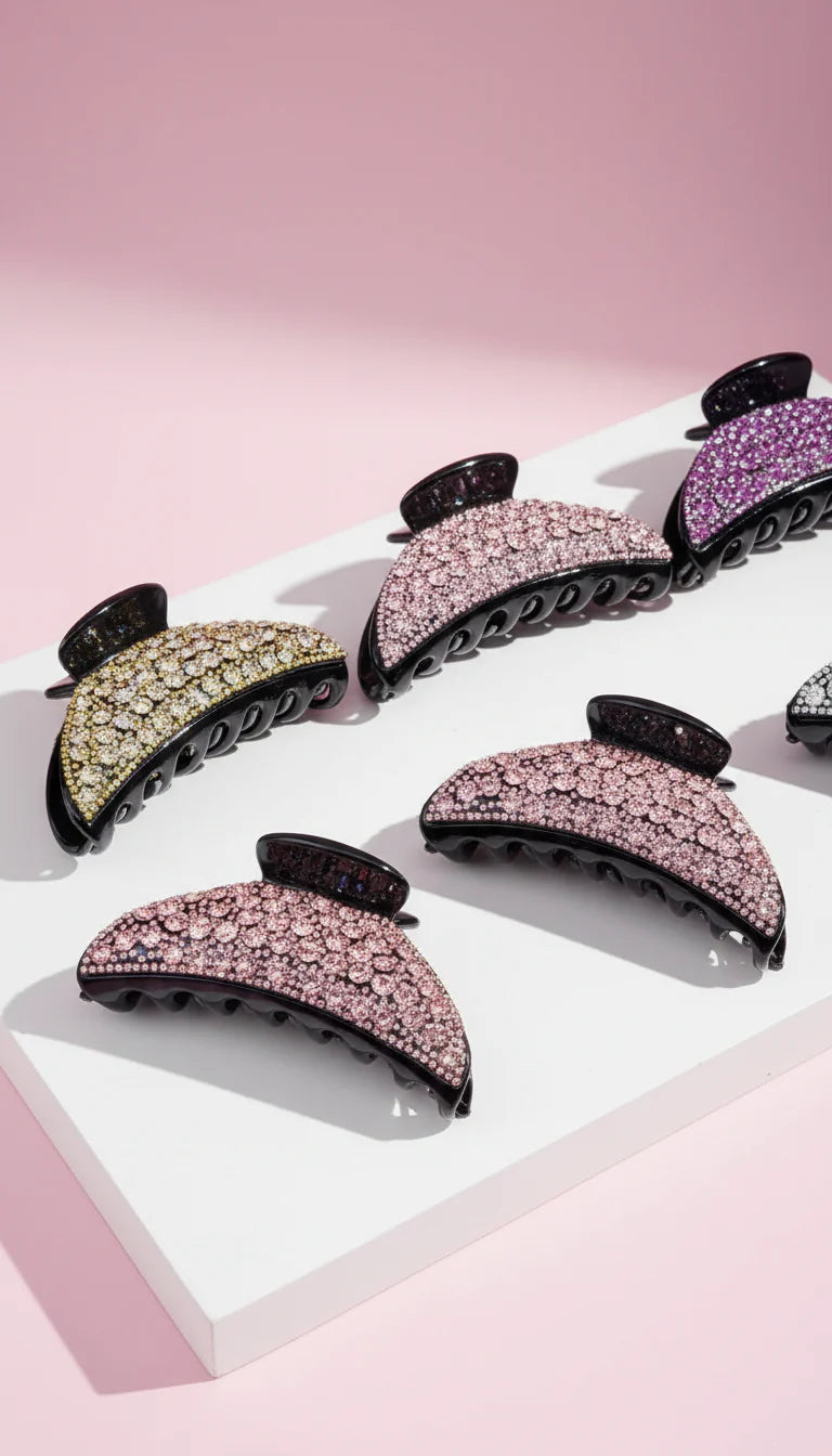 Curved Crystal Hair Clamps