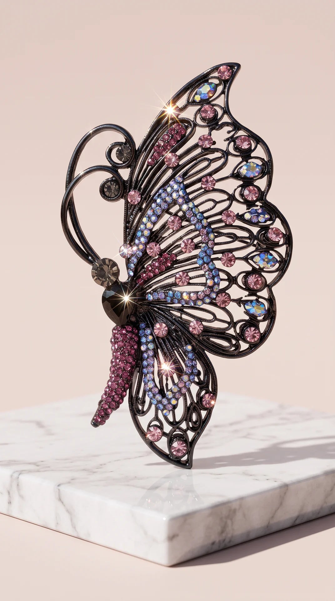 Crystal Butterfly Oversized Brooch Pin