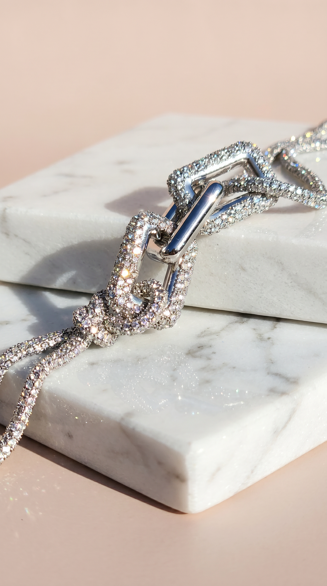 Square Link Crystal Statement Necklace