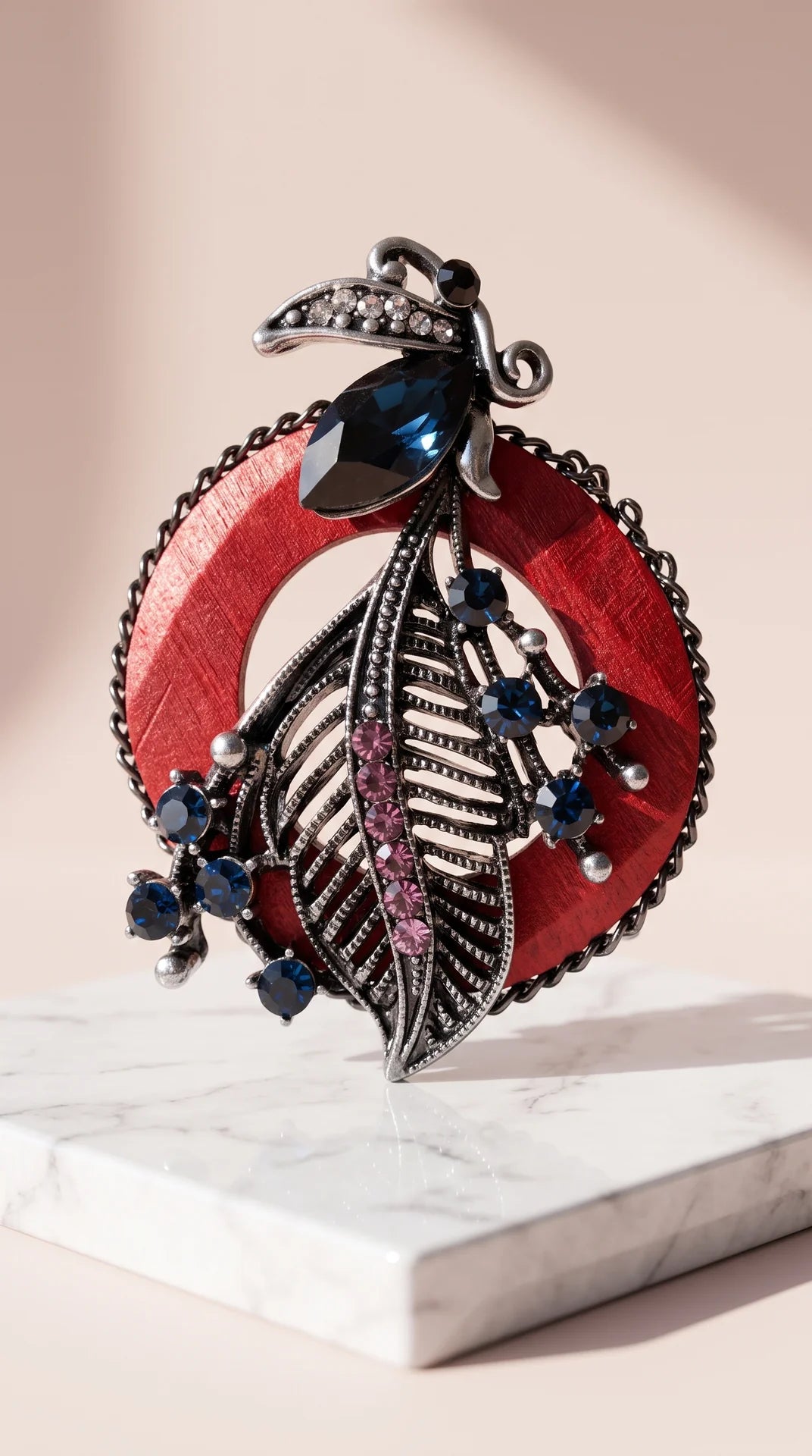 Crystal Leaf Brooch
