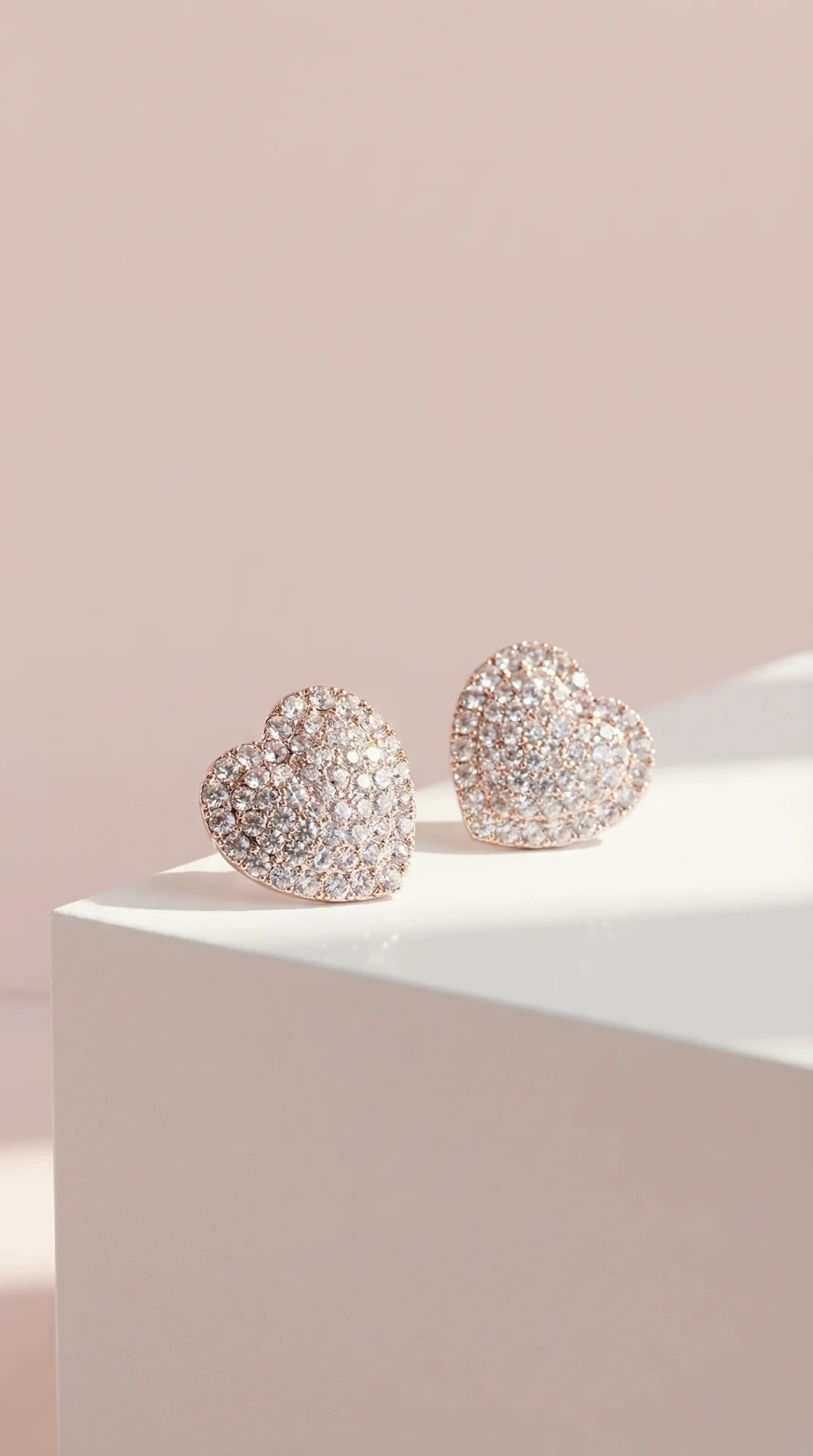 Gold Clear Heart Crystal Non Pierced Clip On Earrings