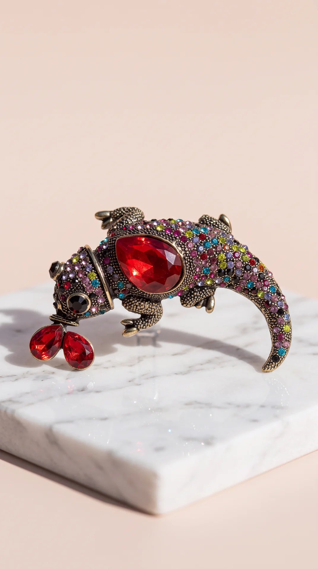 Chameleon Crystal Statement Brooch Pin
