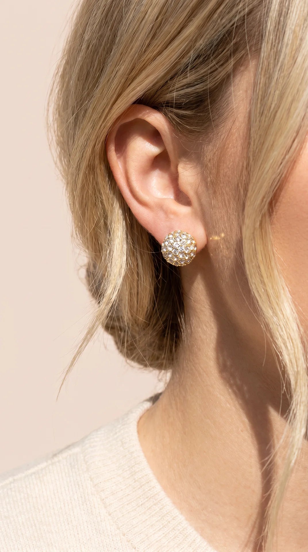 Set Of 12 Round Crystal Stud Earrings