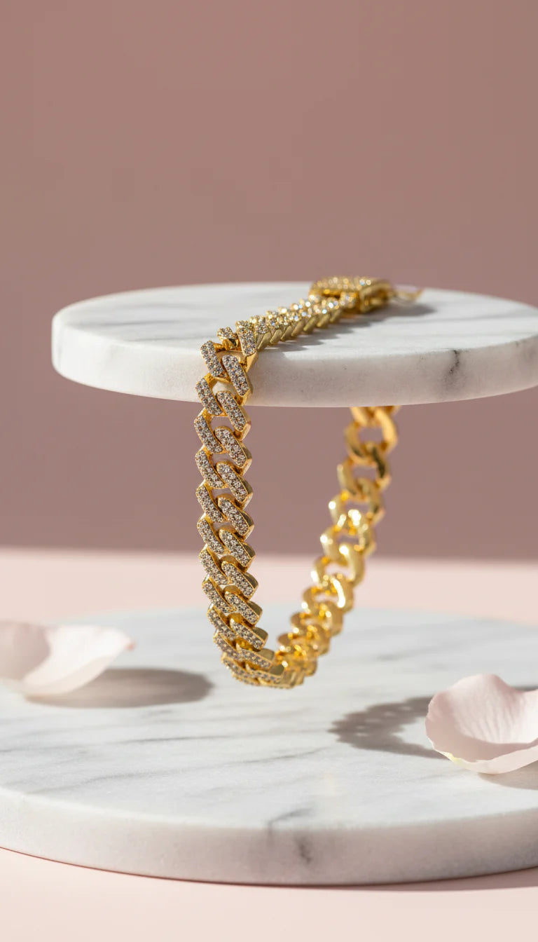 Stainless Steel Crystal Curb Bracelet Chain