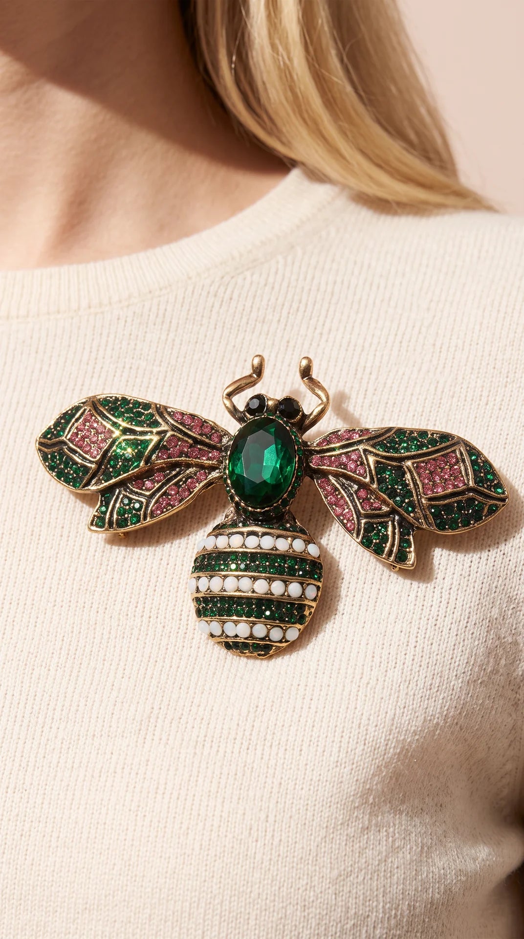 Deco Style Crystal Bee Oversized Brooch