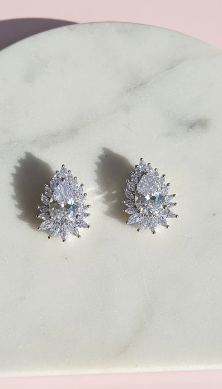 Teardrop Crystal Stud Earrings