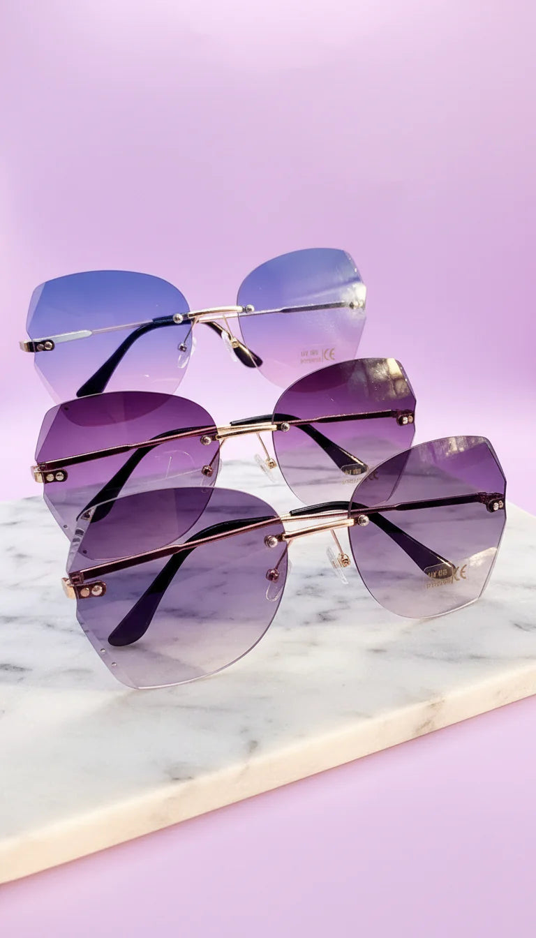 Gold Frame Crystal Lens Sunglasses Box of 20