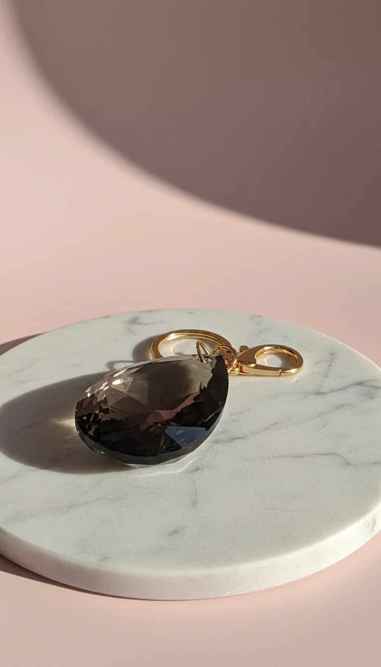 Faceted Crystal Teardrop Key Ring
